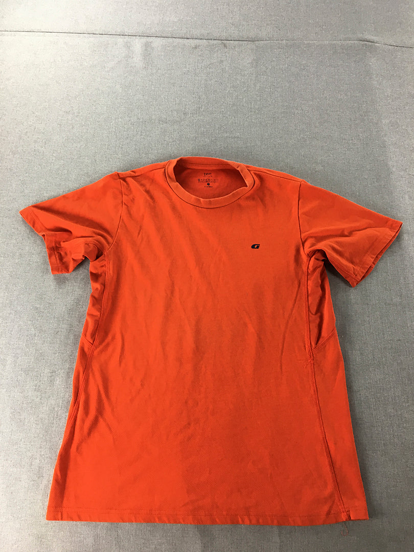 Giordano Mens T-Shirt Size L Orange Logo Short Sleeve Tee