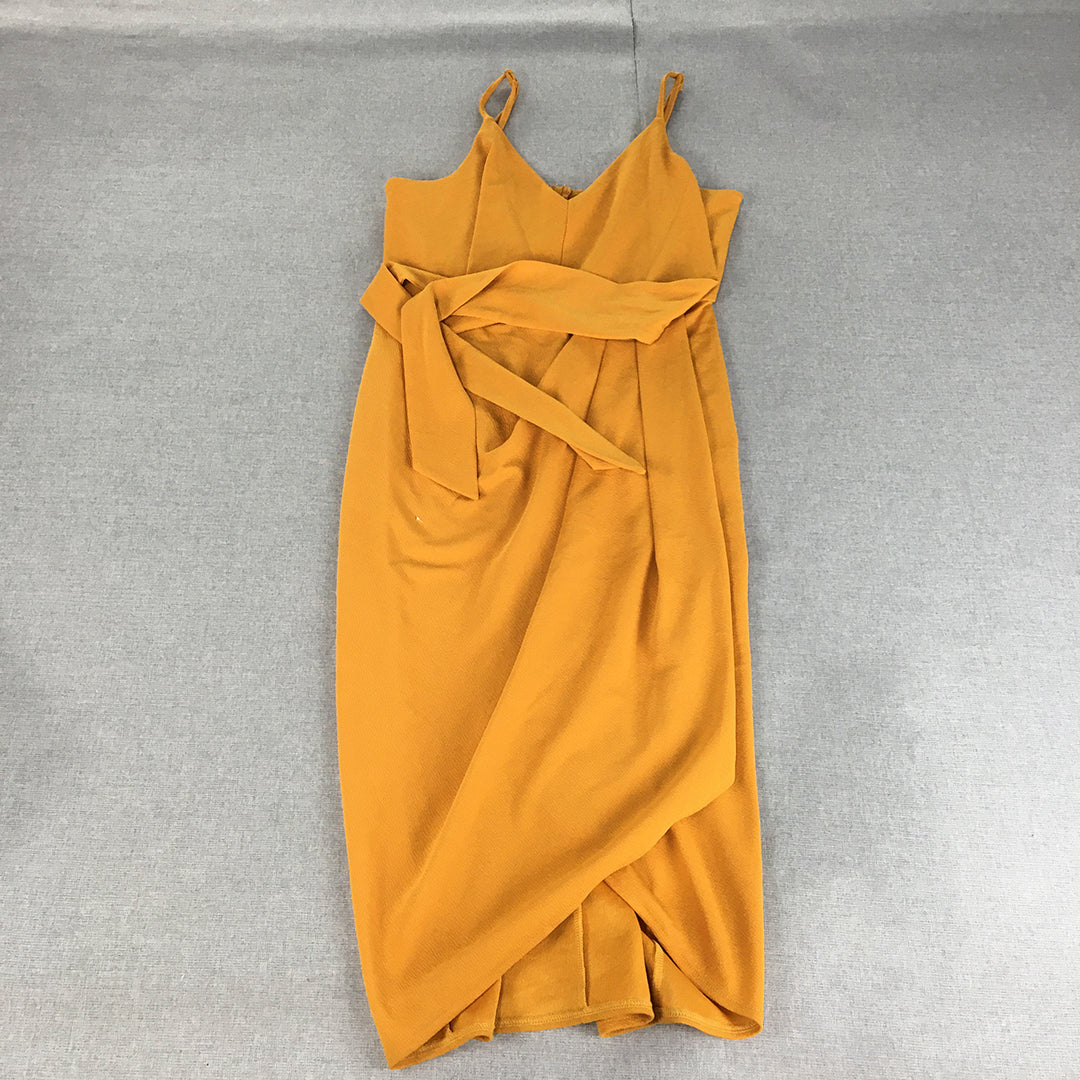 NEW Valleygirl Womens Dress Size M Yellow Midi Sleeveless Pencil Belted