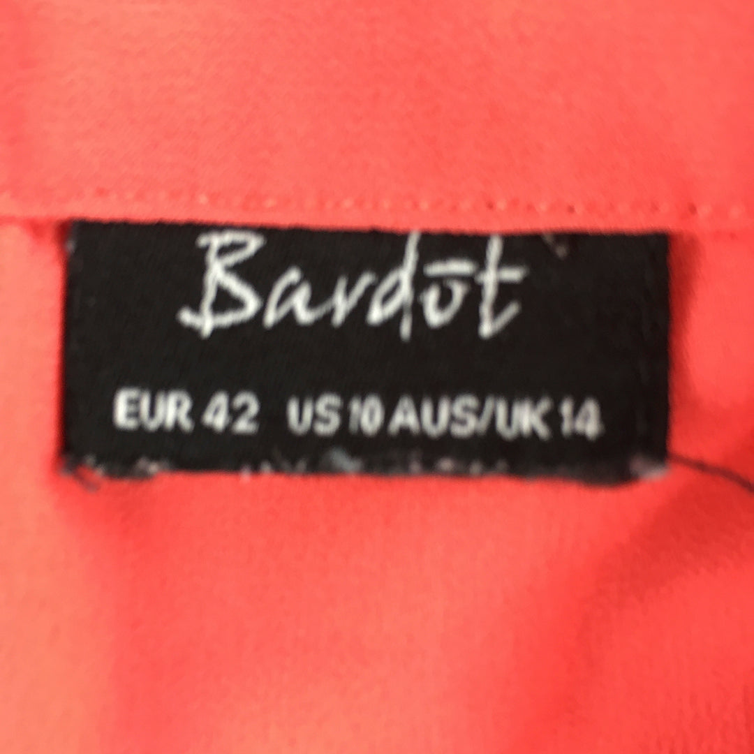 Bardot Womens Shirt Size 14 Red Button-Up 3/4 Length Sleeves