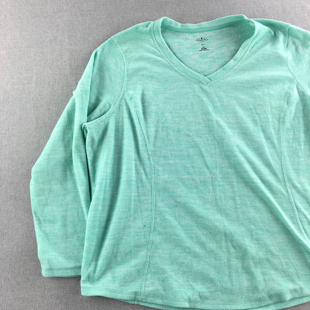 St. John's Bay Womens Fleece Sweater Size 2XL Blue V-Neck Pullover Jumper