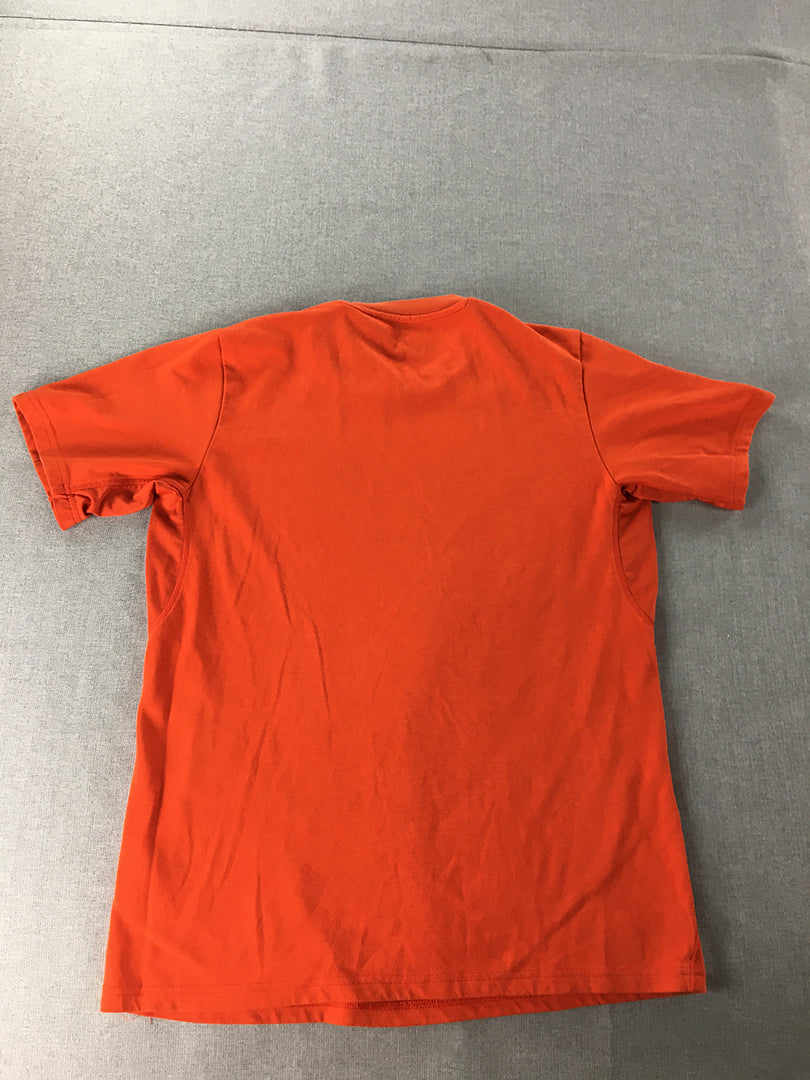 Giordano Mens T-Shirt Size L Orange Logo Short Sleeve Tee