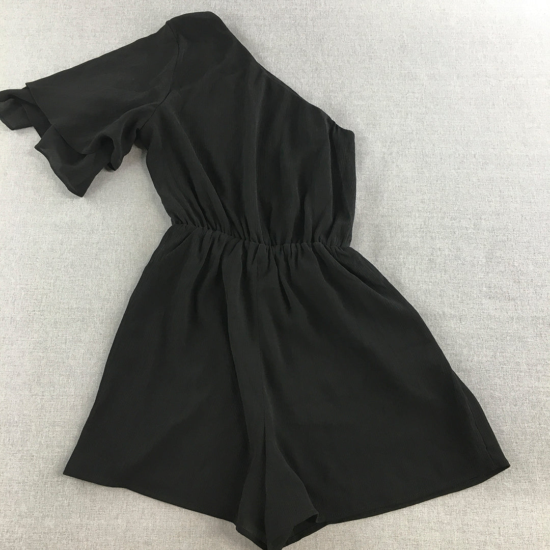 Calli Womens Playsuit Size 10 Black Short Sleeve One-Peice