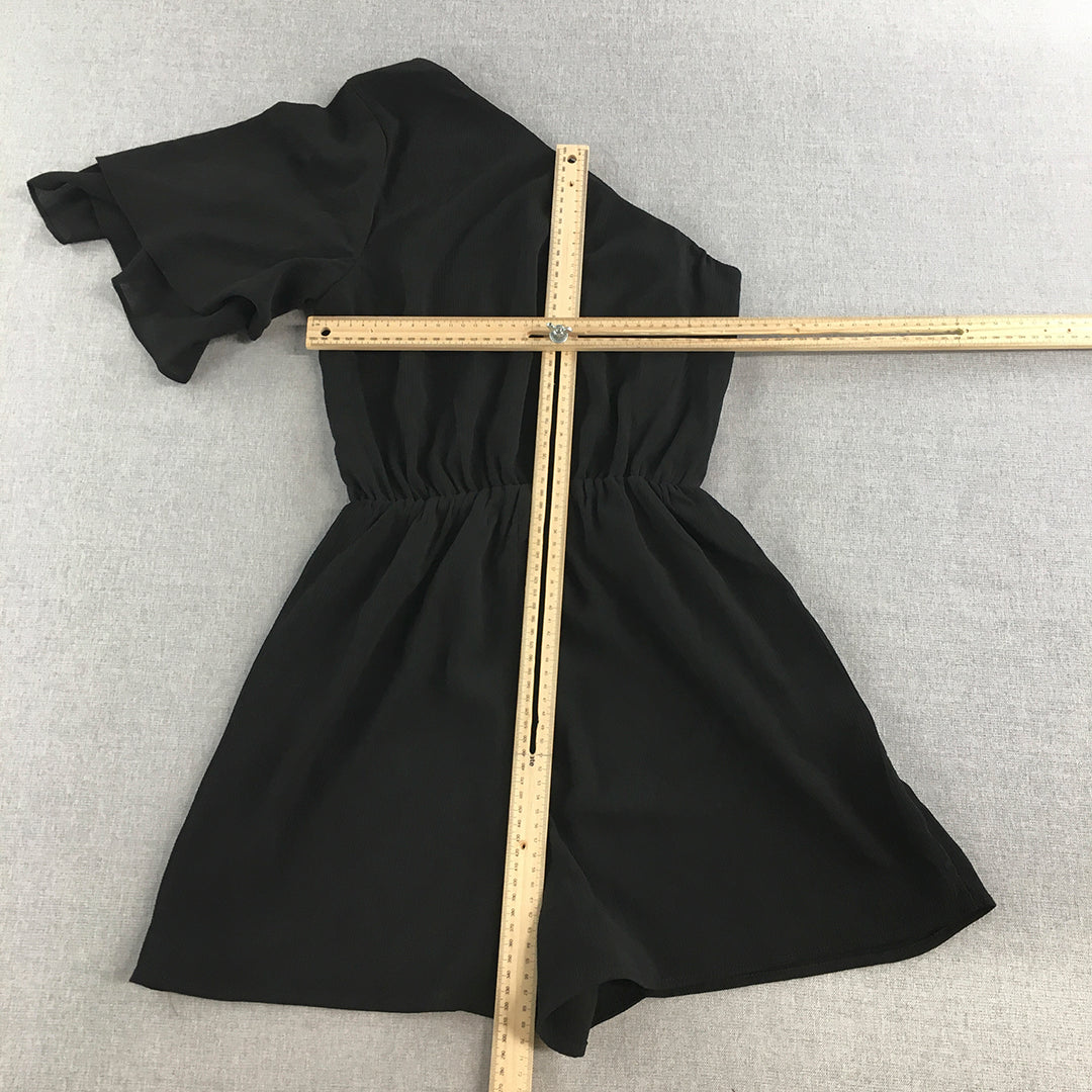 Calli Womens Playsuit Size 10 Black Short Sleeve One-Peice