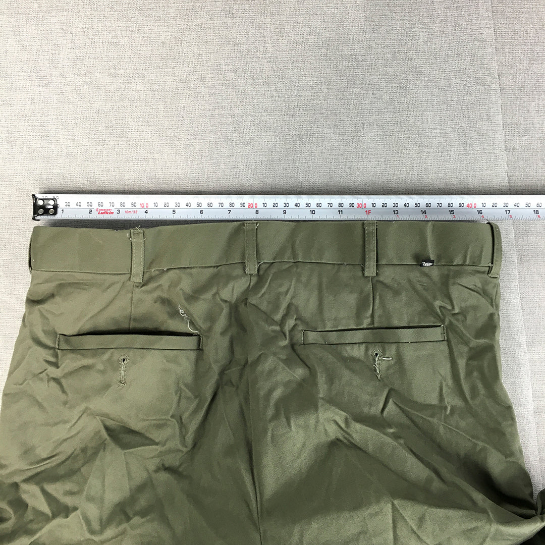 Savane Mens Chino Pants Size 32 (W32 x L28) Khaki Green Straight Leg Pockets