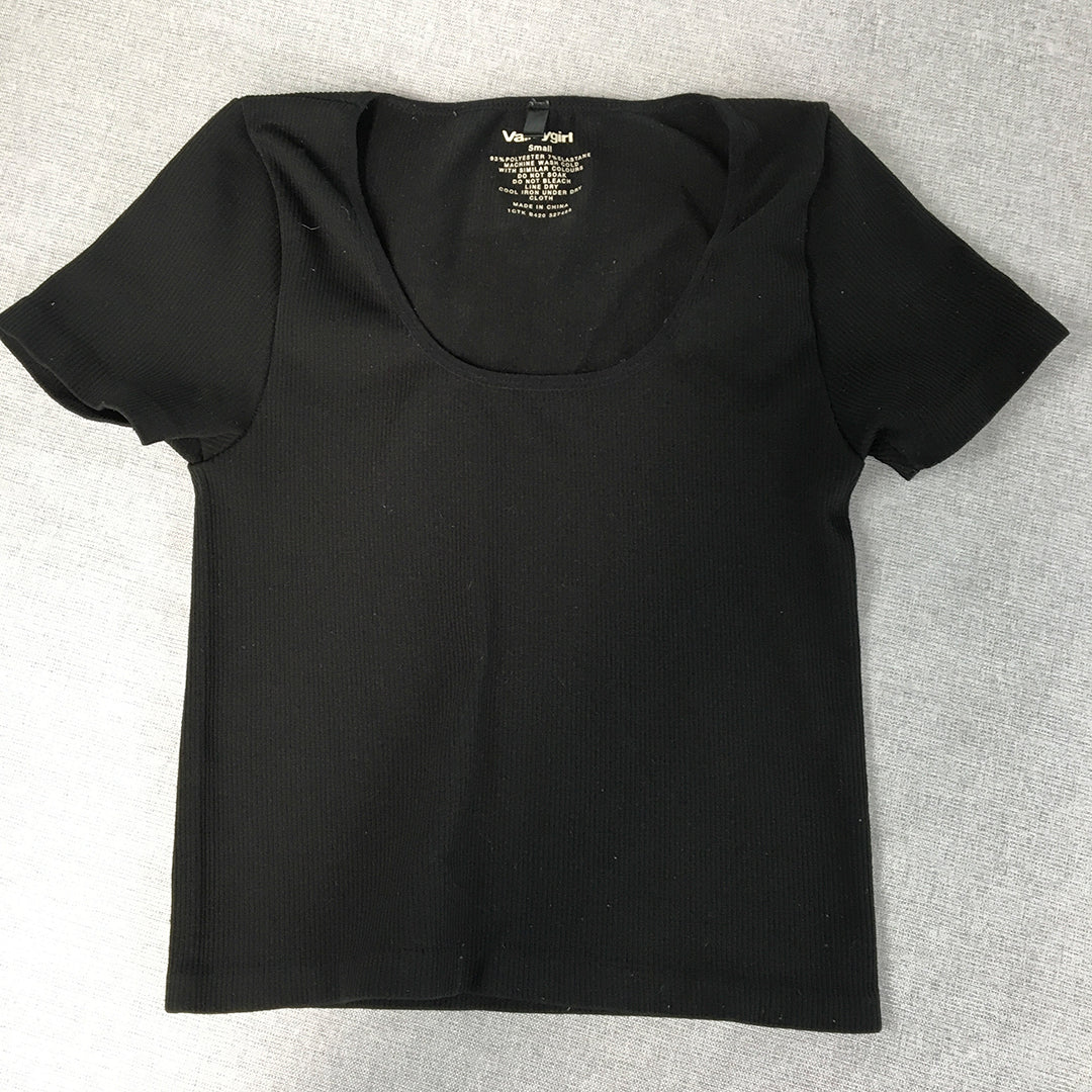 Valleygirl Womens Knit T-Shirt Size S Black Stretch Fabric Top