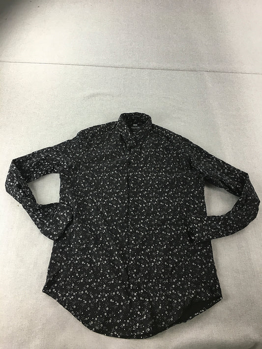 Zoo Plus Womens Shirt Size XL Black Floral Long Sleeve Button-Up