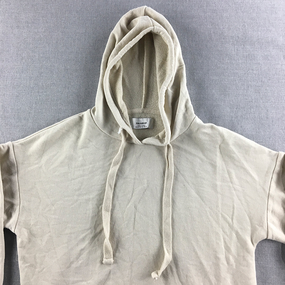 Pull & Bear Womens Hoodie Sweater Size XS Cream Beige Pullover Jumper