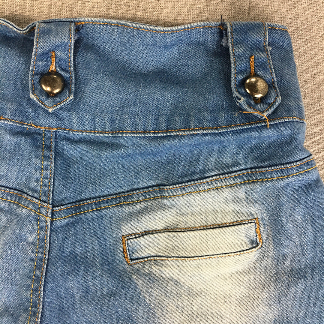 Valleygirl Womens Denim Shorts Size 10 Blue Light Wash Button Fly