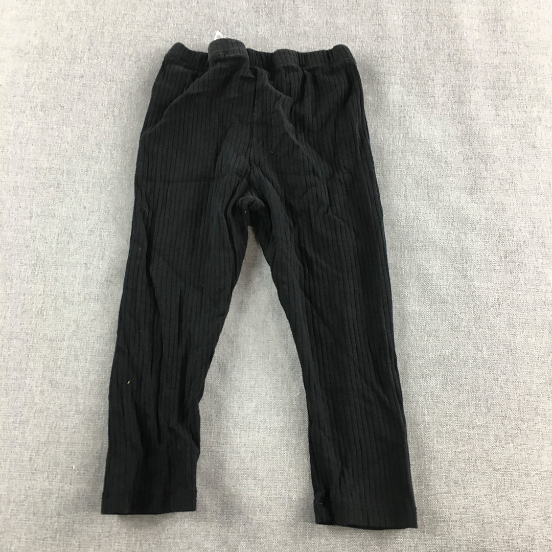 H&M Kids Girls Pants Size 2 Black Baby Toddler Knit Stretch Fabric Leggings