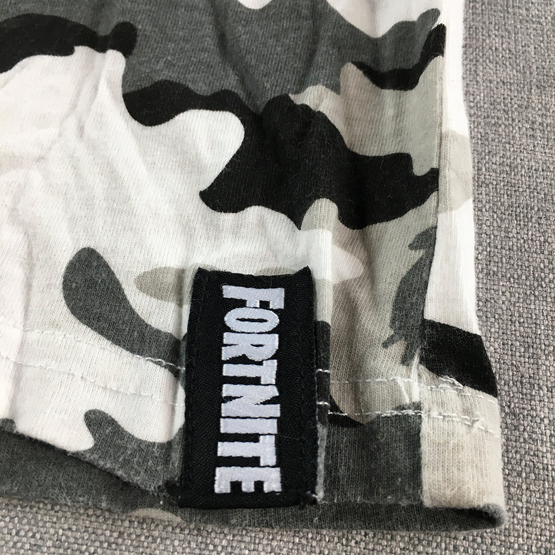 Fortnite Kids Boys T-Shirt Size 12 Black White Llama Short Sleeve Top