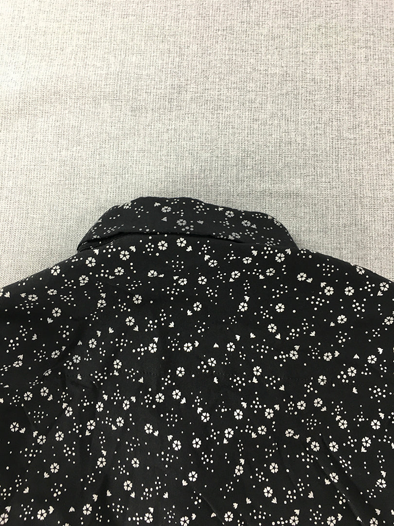 Zoo Plus Womens Shirt Size XL Black Floral Long Sleeve Button-Up