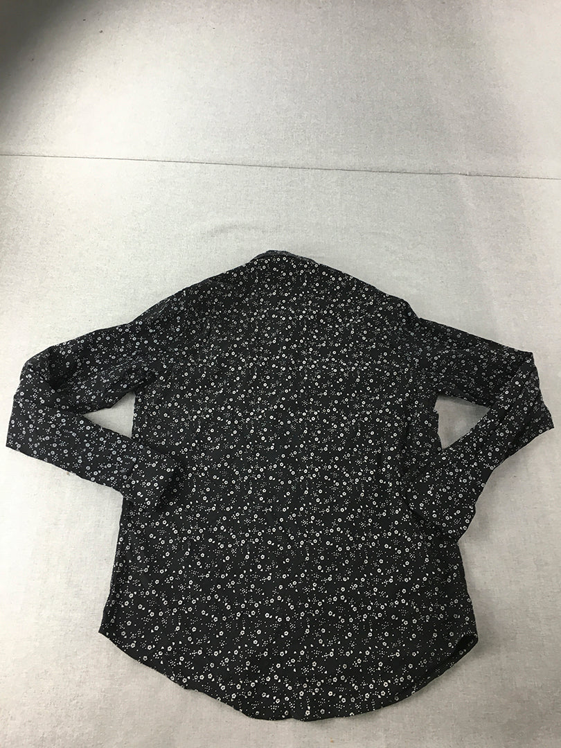 Zoo Plus Womens Shirt Size XL Black Floral Long Sleeve Button-Up