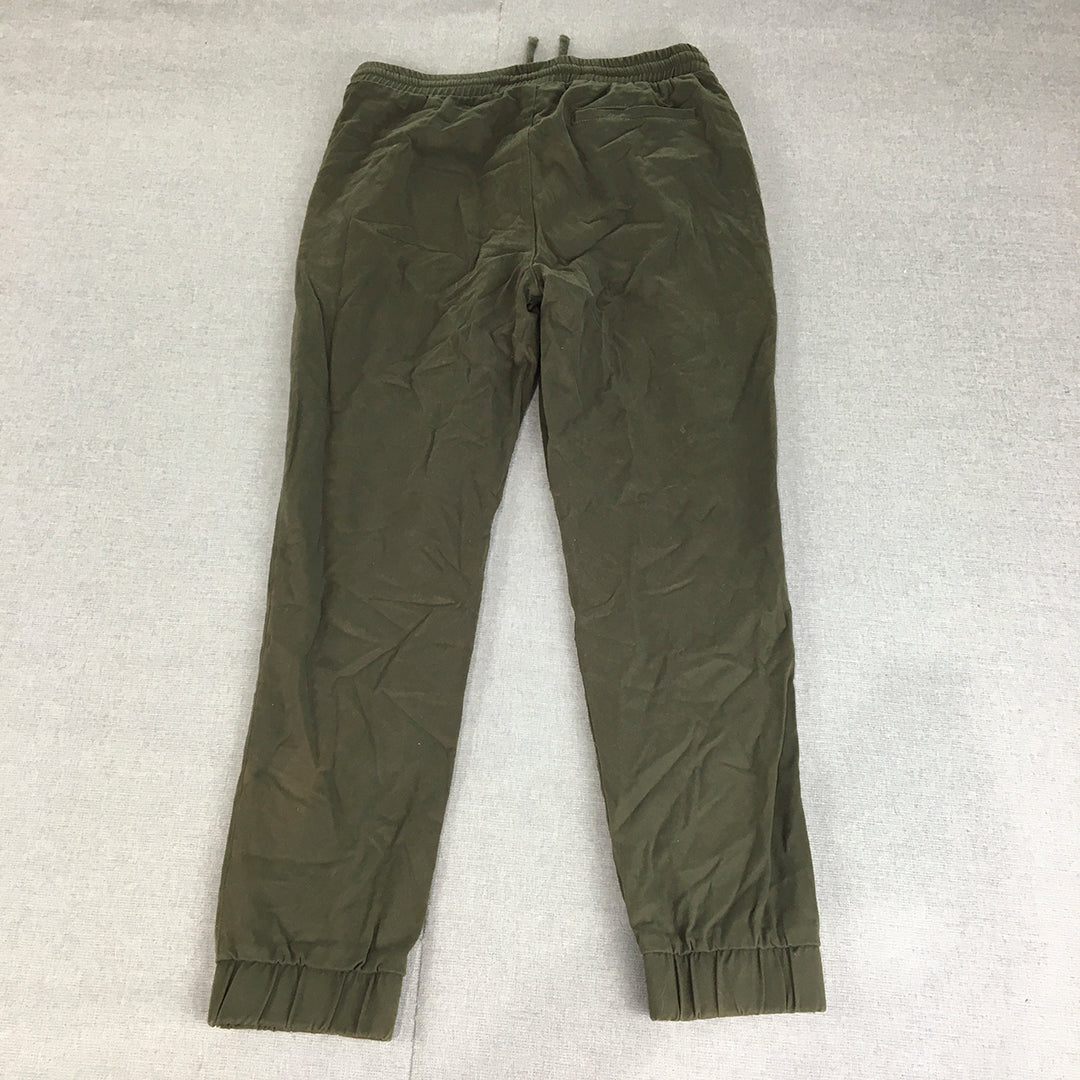 Staple Superior Mens Jogger Pants Size M Khaki Green Drawstring Waist Cuffs