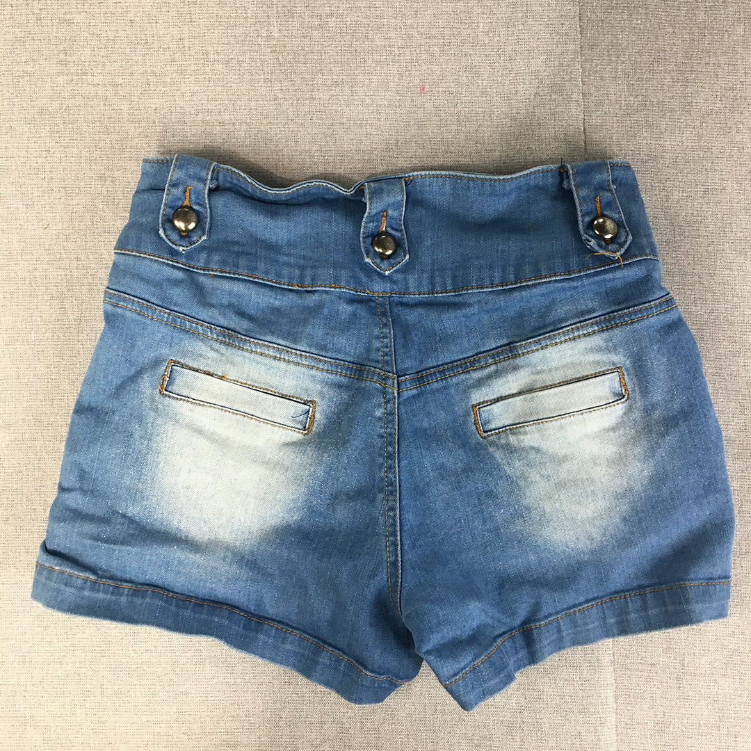 Valleygirl Womens Denim Shorts Size 10 Blue Light Wash Button Fly