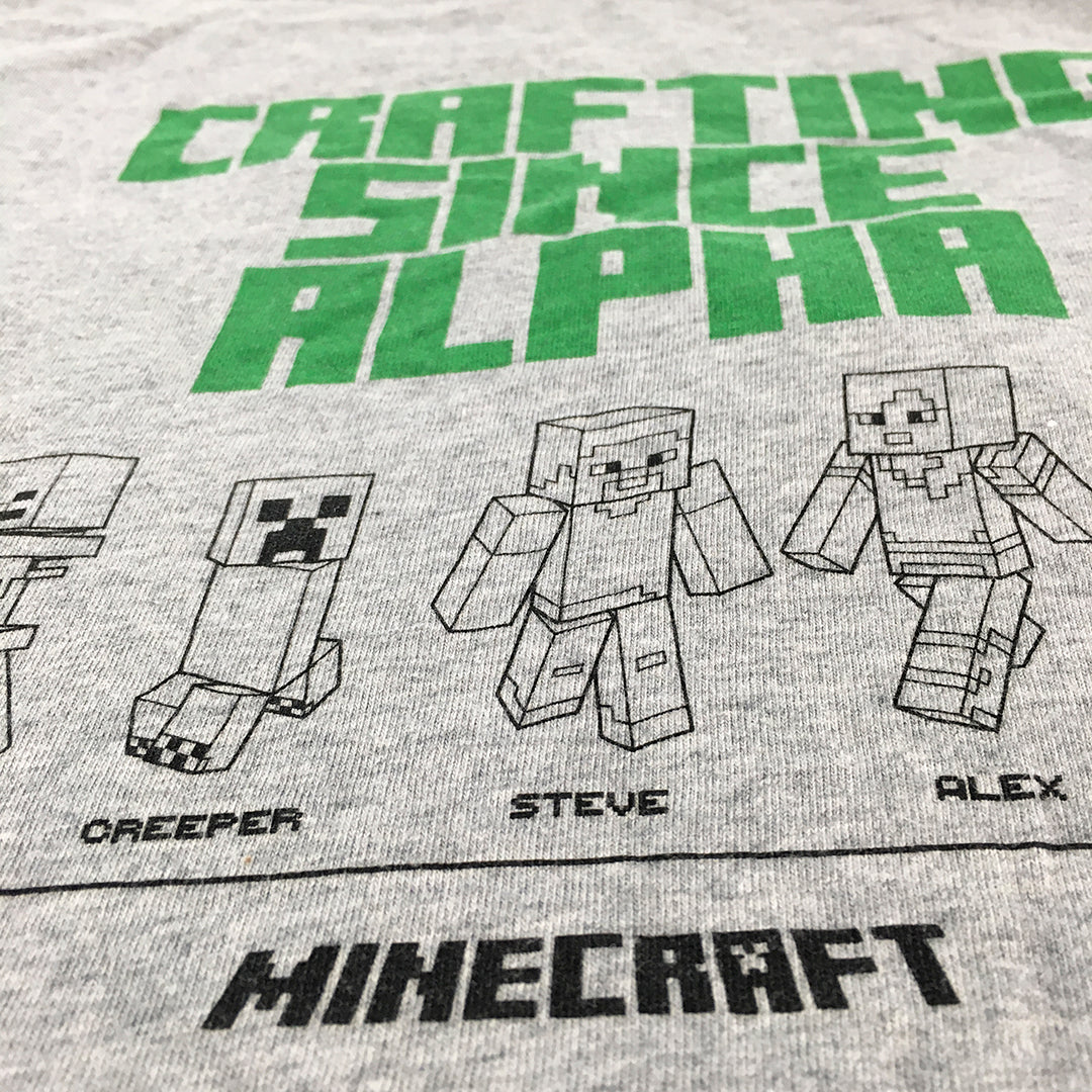 Minecraft x Uniqlo Kids Boys T-Shirt Size 9 - 10 Years Grey Short Sleeve