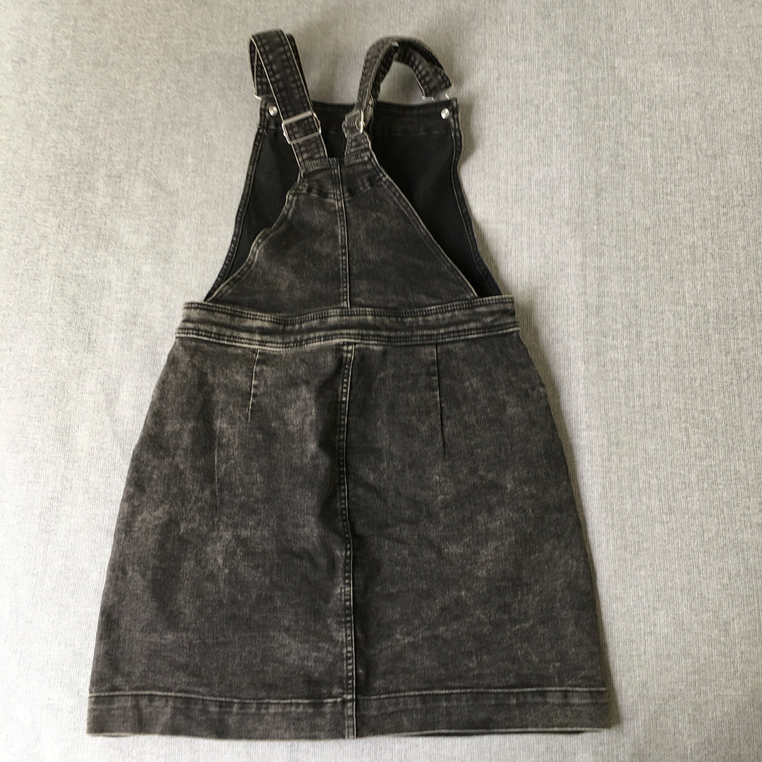 H&M Kids Girls Denim Overall Top Size 13 (Youth L) Black Button Up Sleeveless