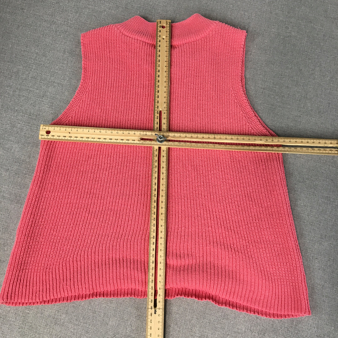 Valleygirl Womens Knit Tank Top Size L Pink Sleeveless Shirt Round Neck