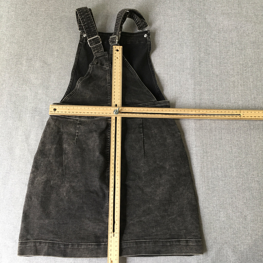 H&M Kids Girls Denim Overall Top Size 13 (Youth L) Black Button Up Sleeveless