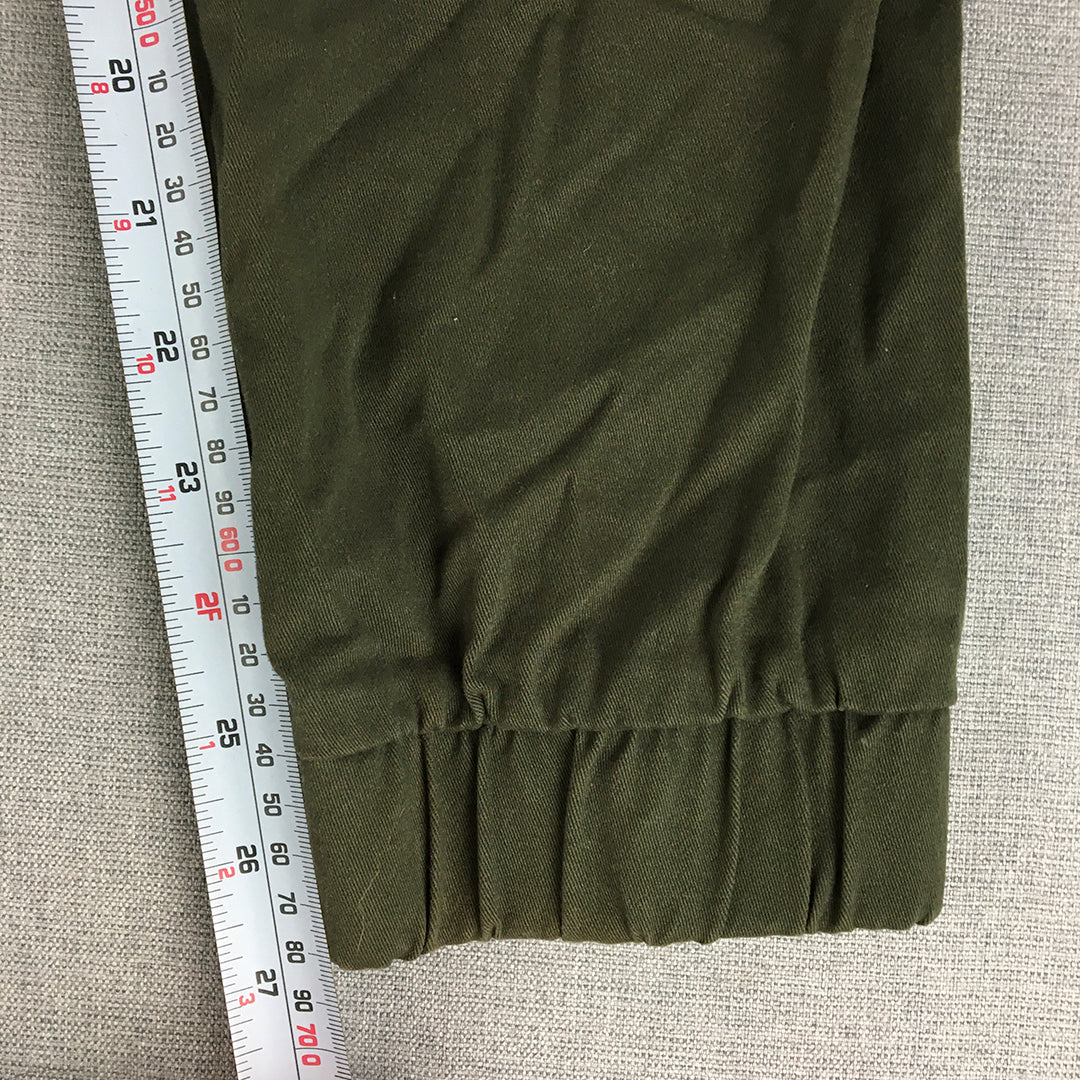 Staple Superior Mens Jogger Pants Size M Khaki Green Drawstring Waist Cuffs