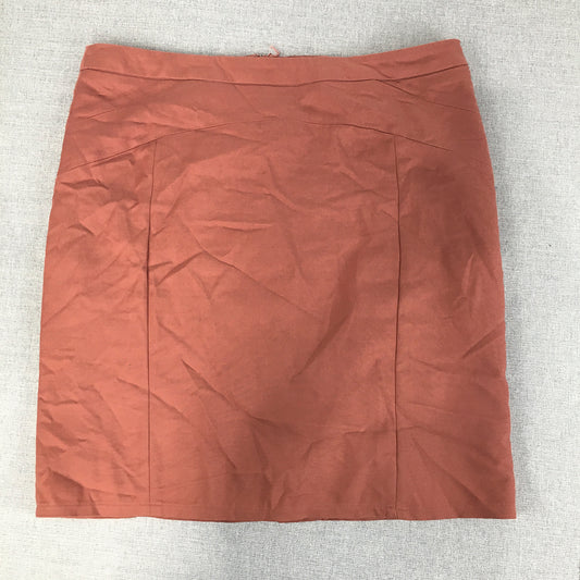 Forcast Womens Skirt Size 14 Red Straight Pencil Pleated