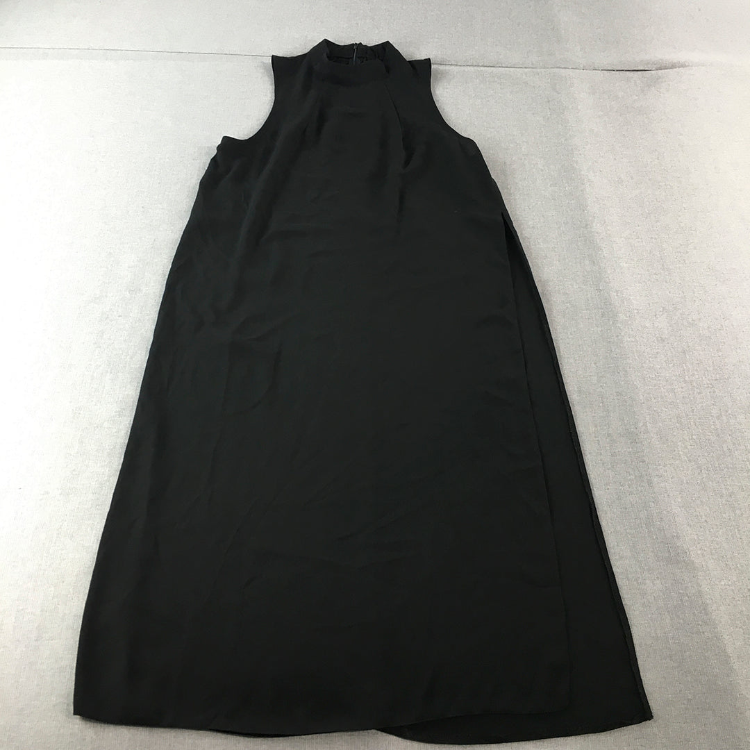 Asos Womens Midi Dress Size 8 Black A-Line Sleeveless