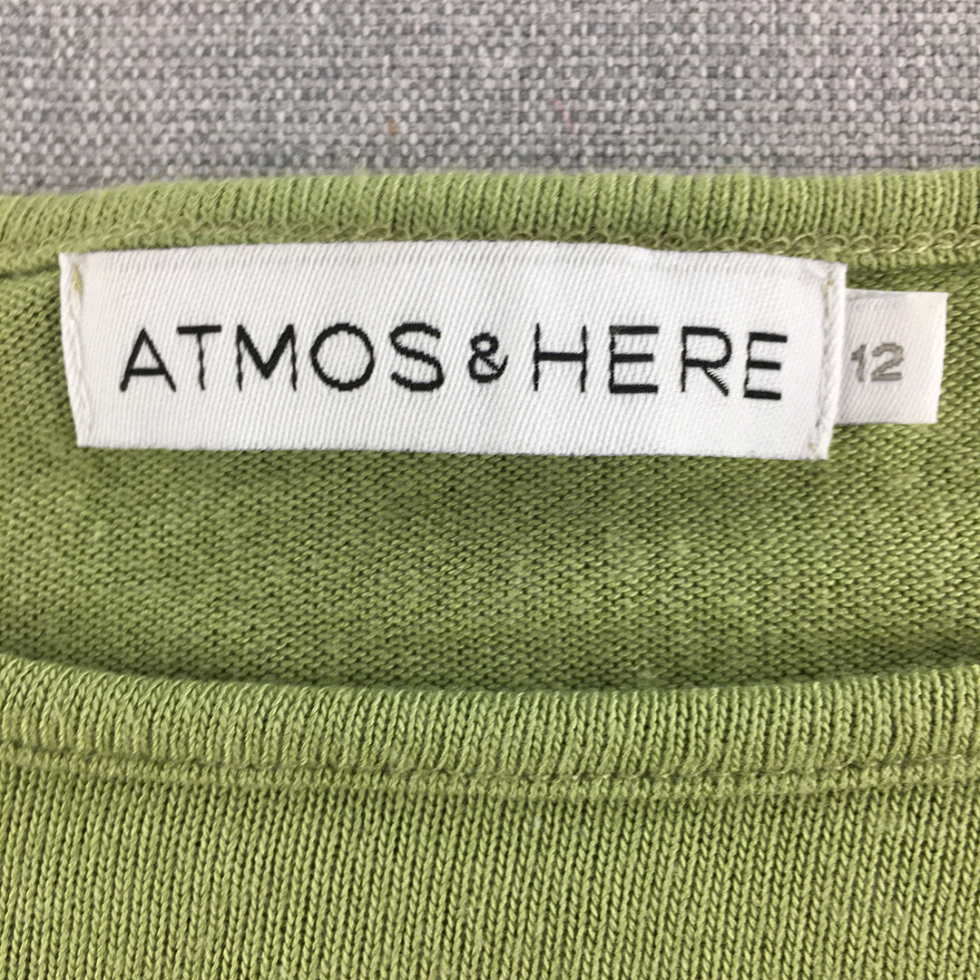 Atmos & Here Womens Knit Sweater Size 12  Green Pullover Jumper