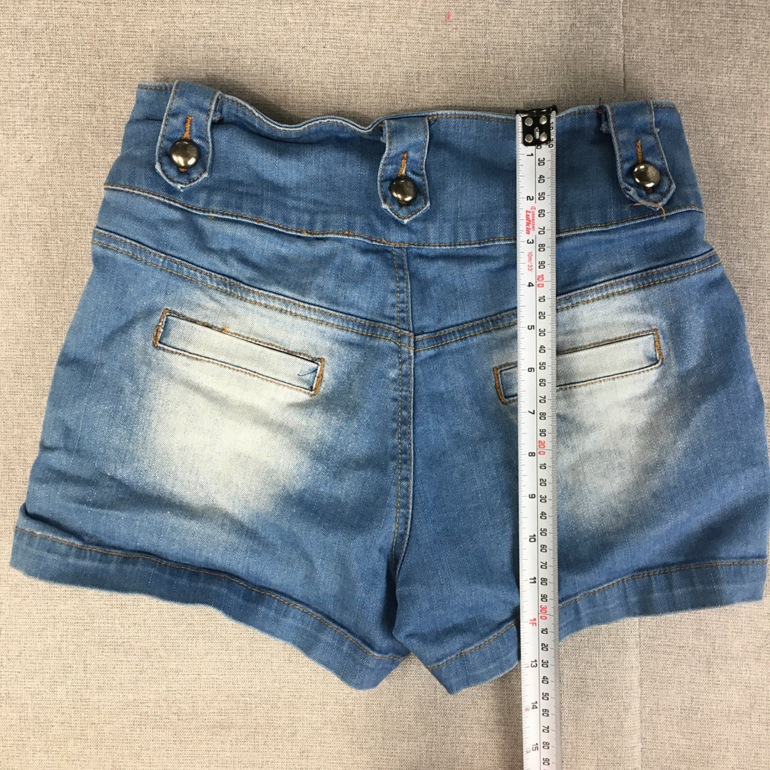 Valleygirl Womens Denim Shorts Size 10 Blue Light Wash Button Fly