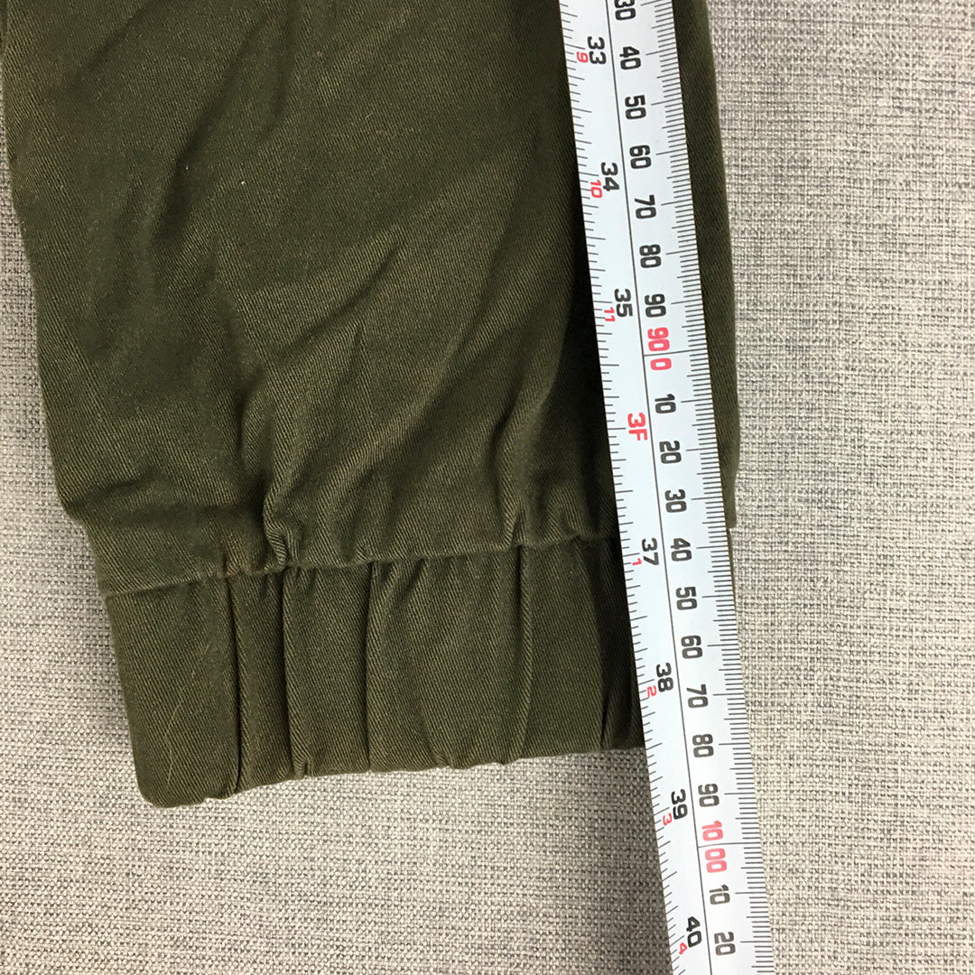 Staple Superior Mens Jogger Pants Size M Khaki Green Drawstring Waist Cuffs