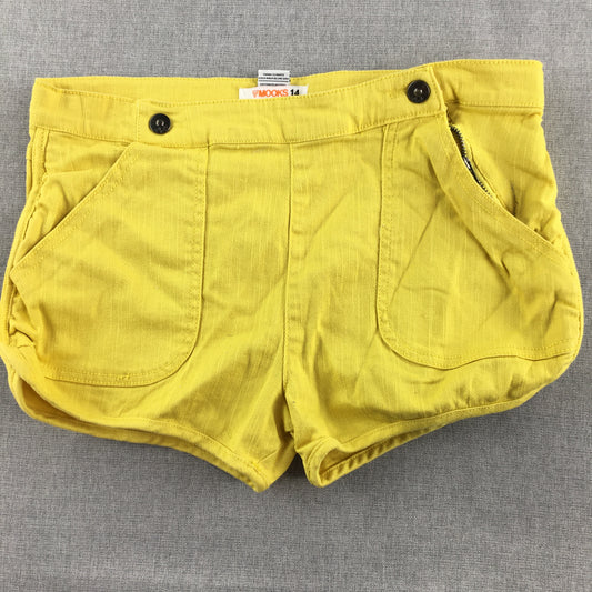 Mooks Kids Girls Shorts Size 14 Yellow Pockets