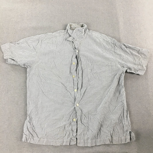 Old Navy Mens Shirt Size S White Checkered Short Sleeve Button-Up