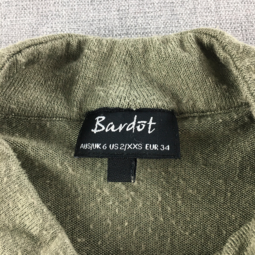 Bardot Womens Knit Sweater Size 6 Green Mock Neck Pullover Jumper