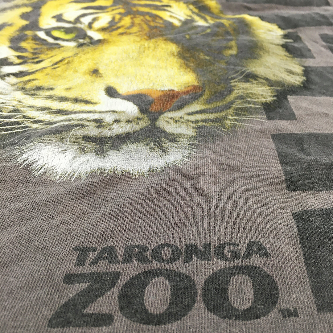 Taronga Zoo Tiger Mens T-Shirt Size L Brown Short Sleeve Animal Tee