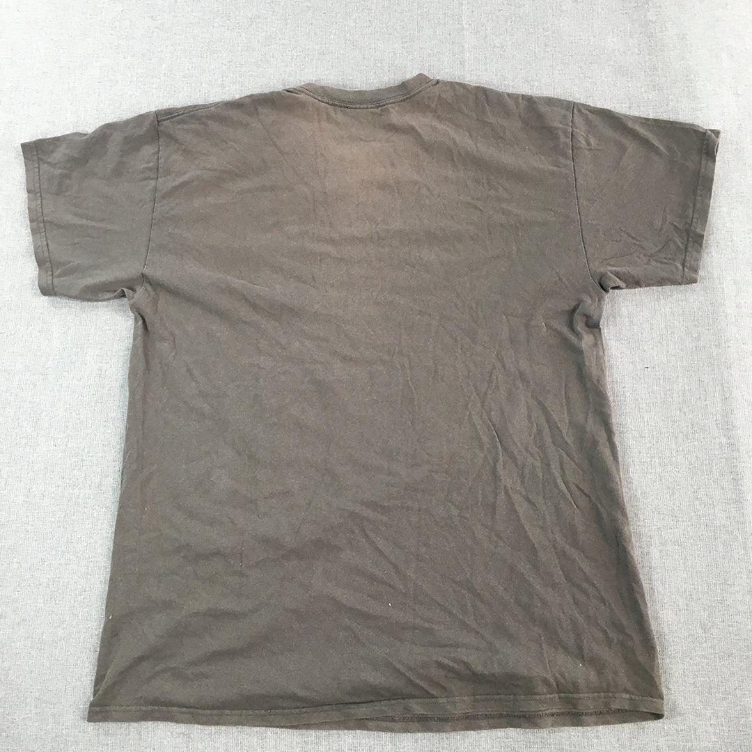 Taronga Zoo Tiger Mens T-Shirt Size L Brown Short Sleeve Animal Tee