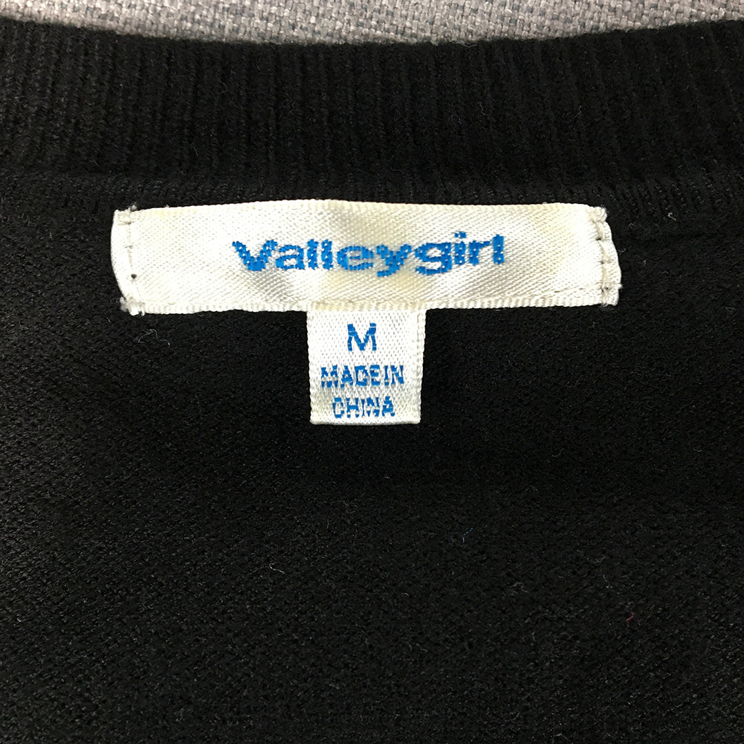 Valleygirl Womens Knit Top Size M Black Short Sleeve Shirt Rayon Blend