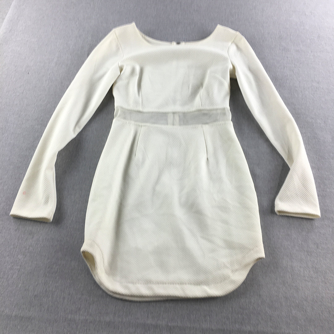 Street Heart Womens Mini Dress Size 10 White Long Sleeve Stretch