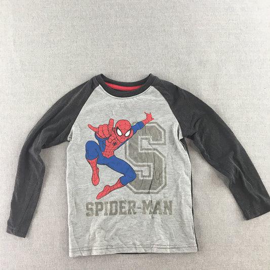 Spiderman Kids Boys T-Shirt Size 5 - 6 Years Grey Long Sleeve Pullover Top