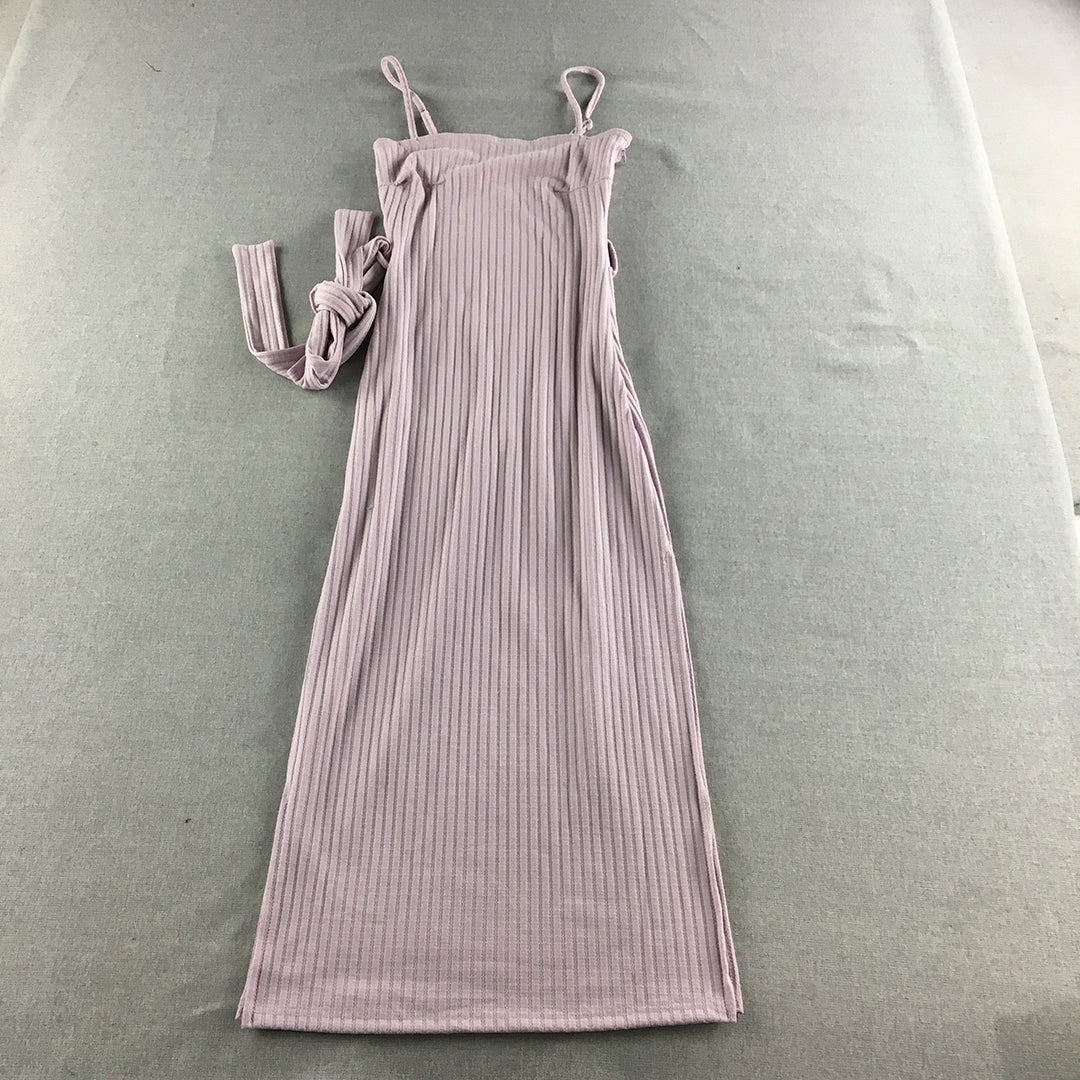 Here Comes The Sun Womens Dress Size 6 Pink Stretch Fabric Knit Sleeveless Midi