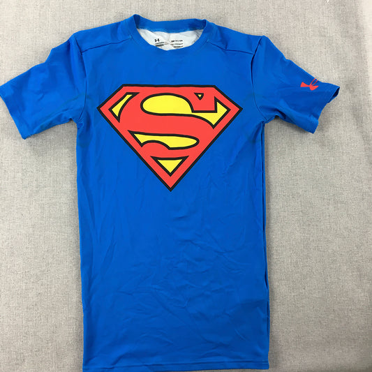 Under Armour Kids Boys T-Shirt Size S Blue Superman Short Sleeve Top