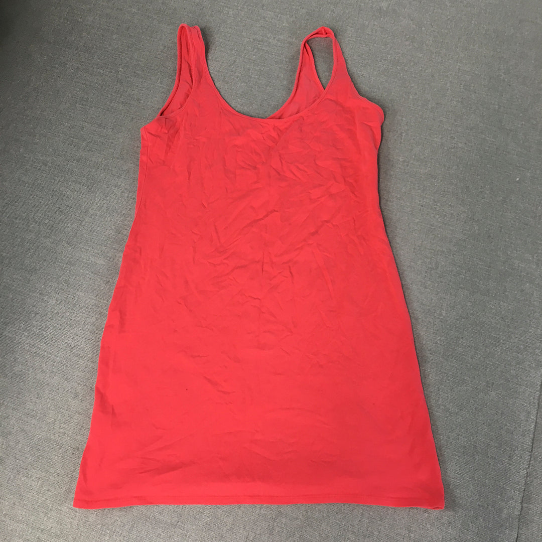 Free Fusion Womens Tank Top Size L Coral Pink Sleeveless Stretch Fabric Shirt