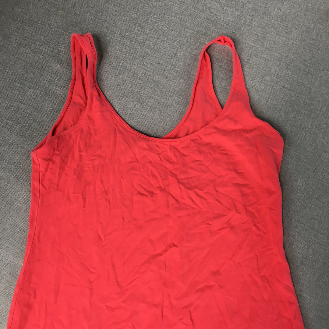 Free Fusion Womens Tank Top Size L Coral Pink Sleeveless Stretch Fabric Shirt