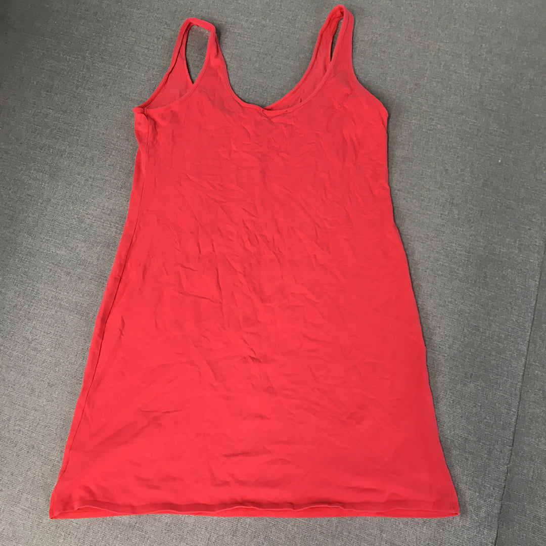 Free Fusion Womens Tank Top Size L Coral Pink Sleeveless Stretch Fabric Shirt