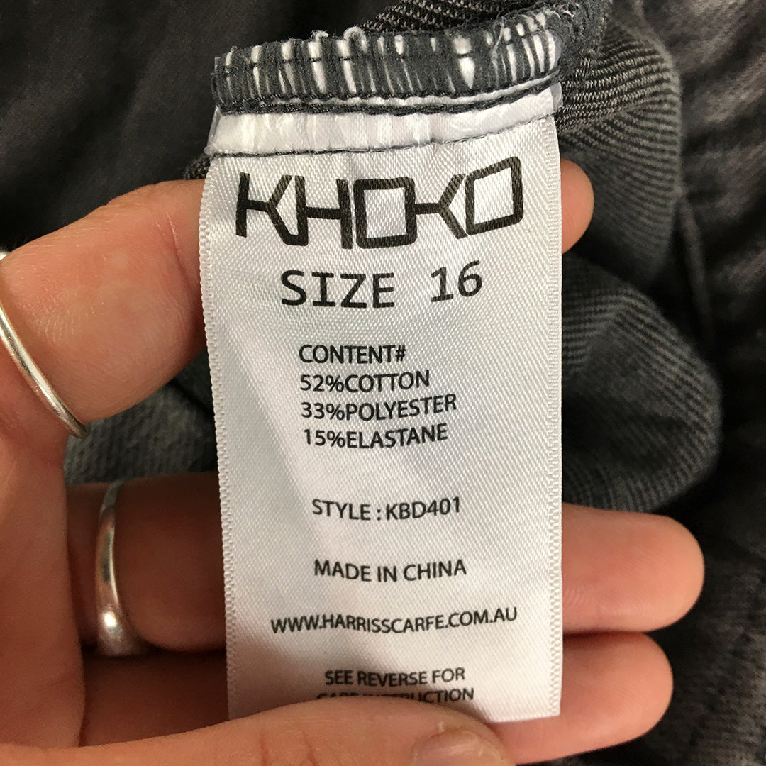 Khoko Womens Jeans Size 16 Grey Stretch Fabric Slim Fit Denim