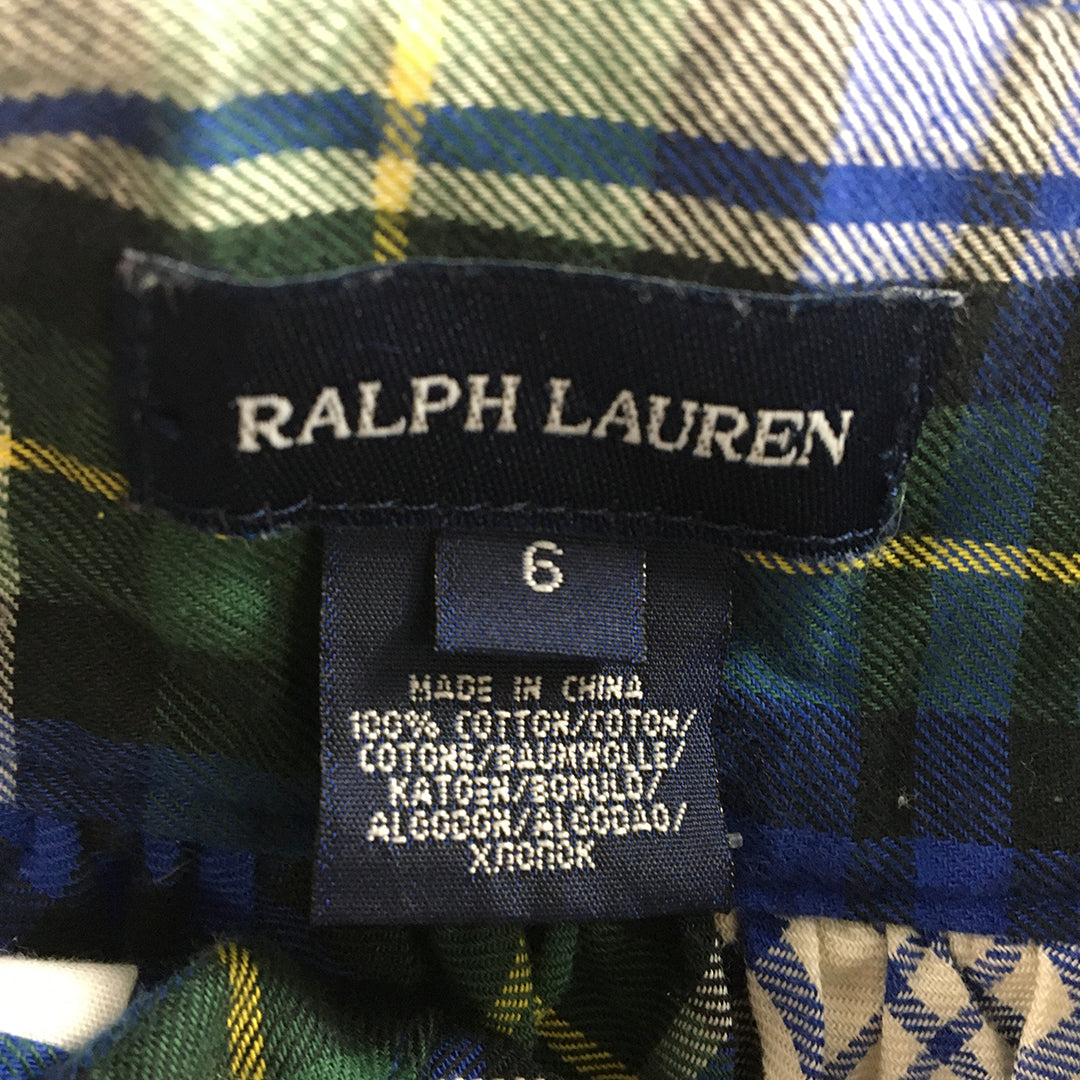 Ralph Lauren Kids Girls Skirt Size 6 Blue Green Checkered A-Line