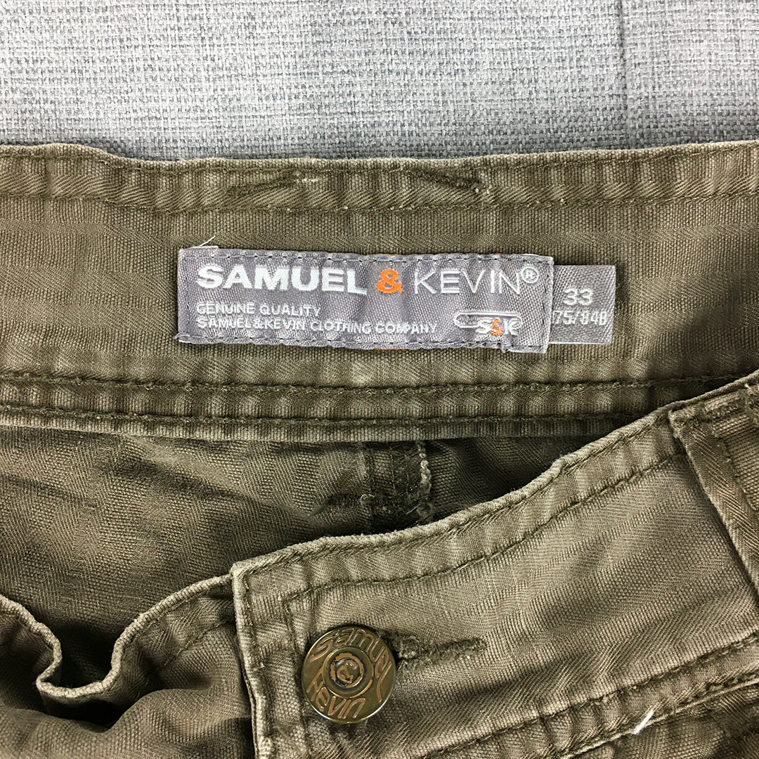 Samuel & Kevin Mens Cargo Pants Size 33 Brown Utility Pockets