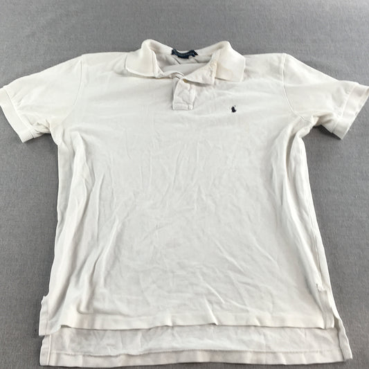 Polo Ralph Lauren Mens Shirt Size M White Logo Collared Short Sleeve Rugby