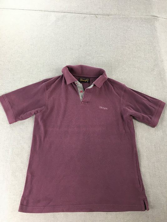 Vintage Wrangler Mens Polo Shirt Size M Purple Logo Collared Rugby