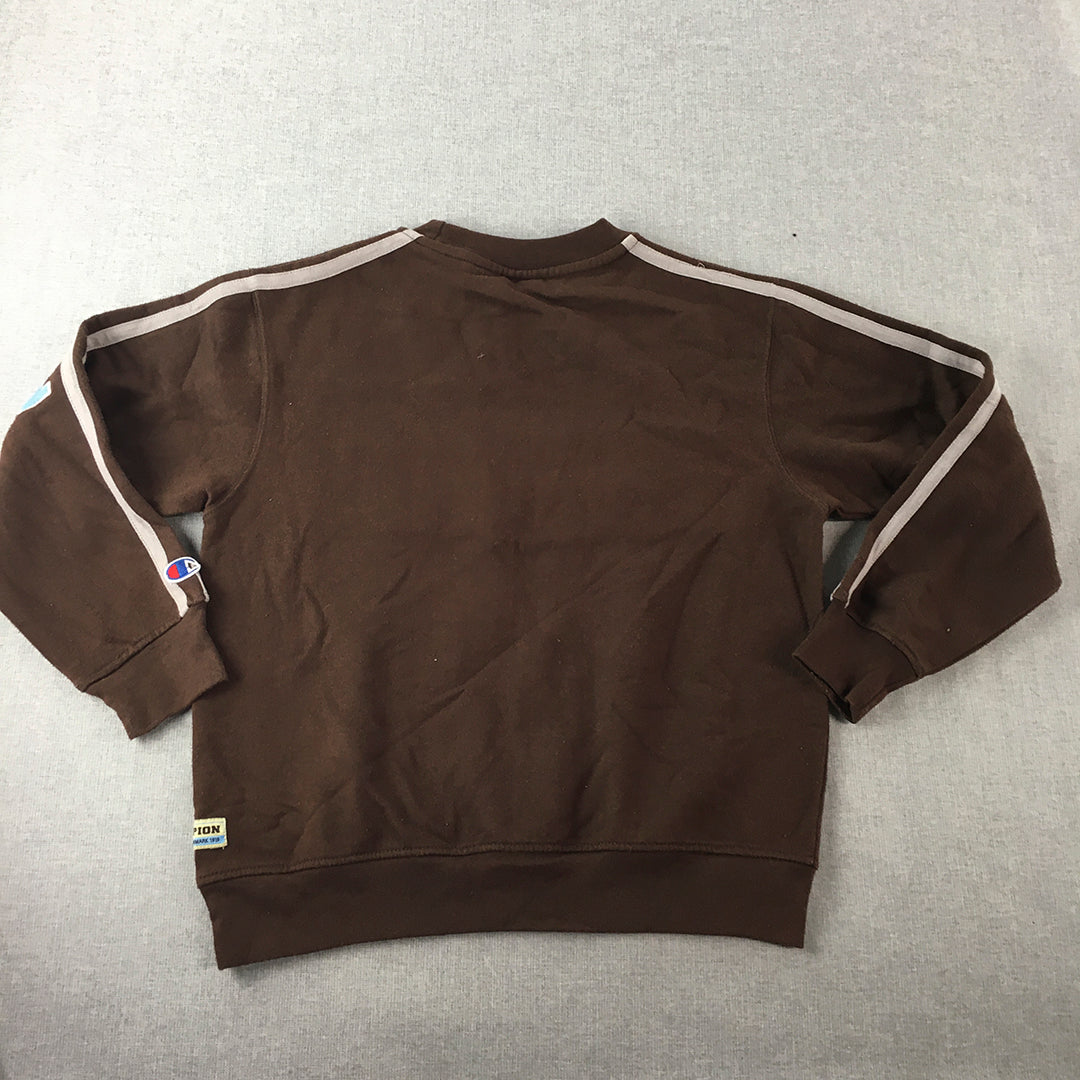 Champion Kids Boys Sweater Youth Size M (10 - 12 Years) Brown Blue Logo Jumper