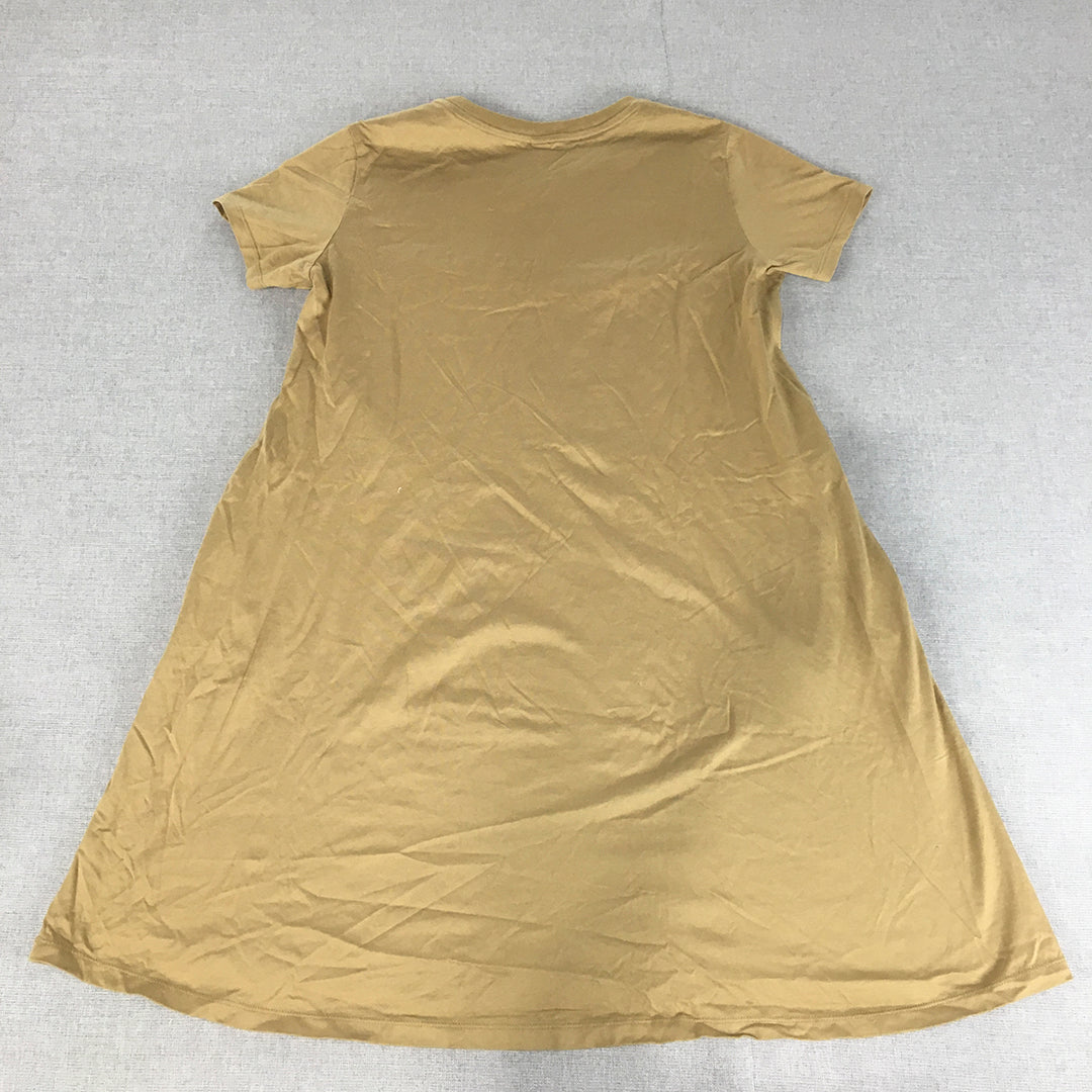 Uniqlo Womens Mini Dress Size XS Brown A-Line Short Sleeve Crew Neck