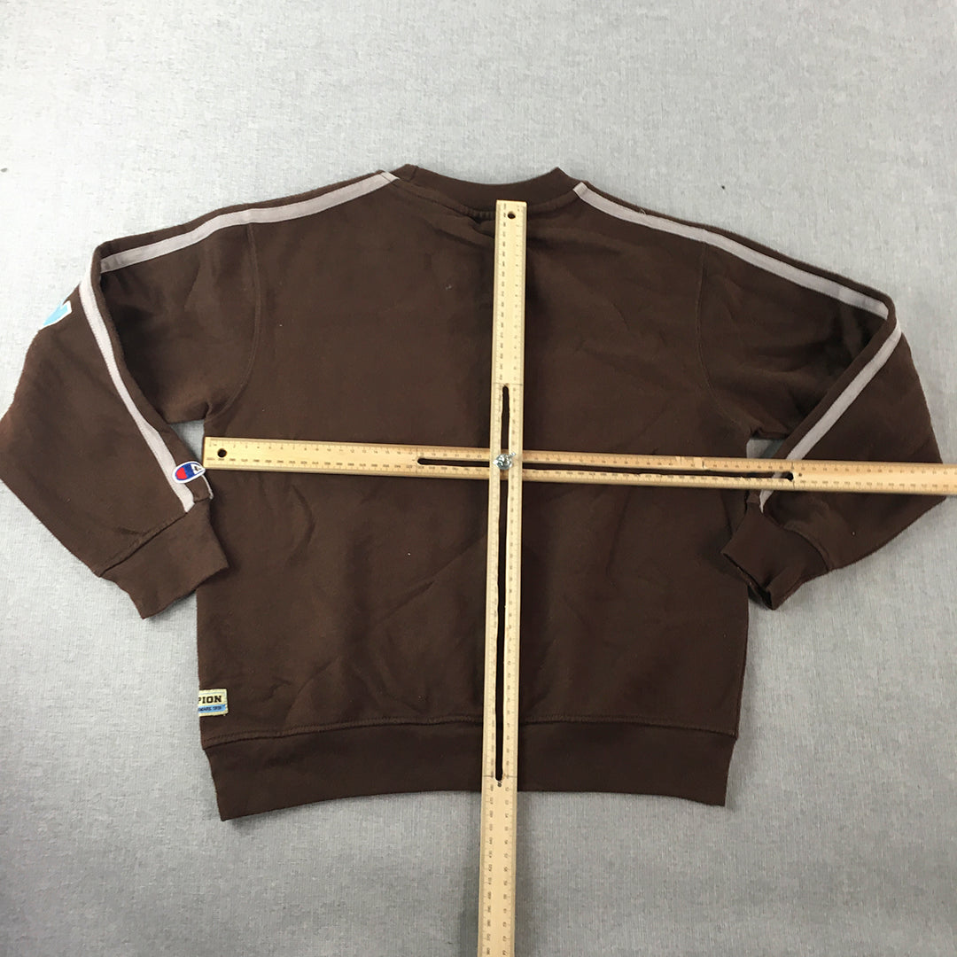 Champion Kids Boys Sweater Youth Size M (10 - 12 Years) Brown Blue Logo Jumper