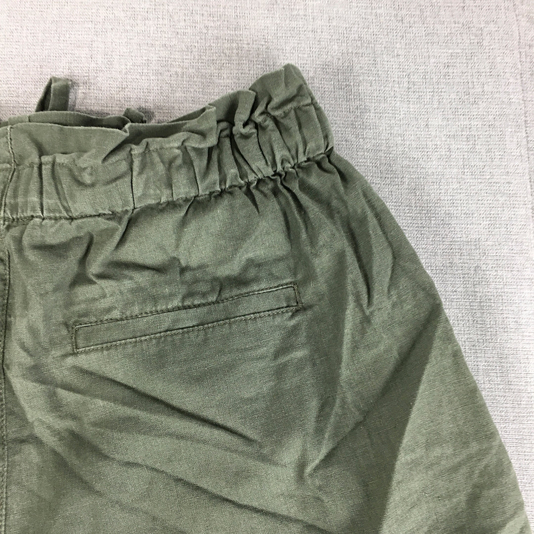 NEW Uniqlo Womens Linen Shorts Size XS Khaki Green Drawstring Pockets